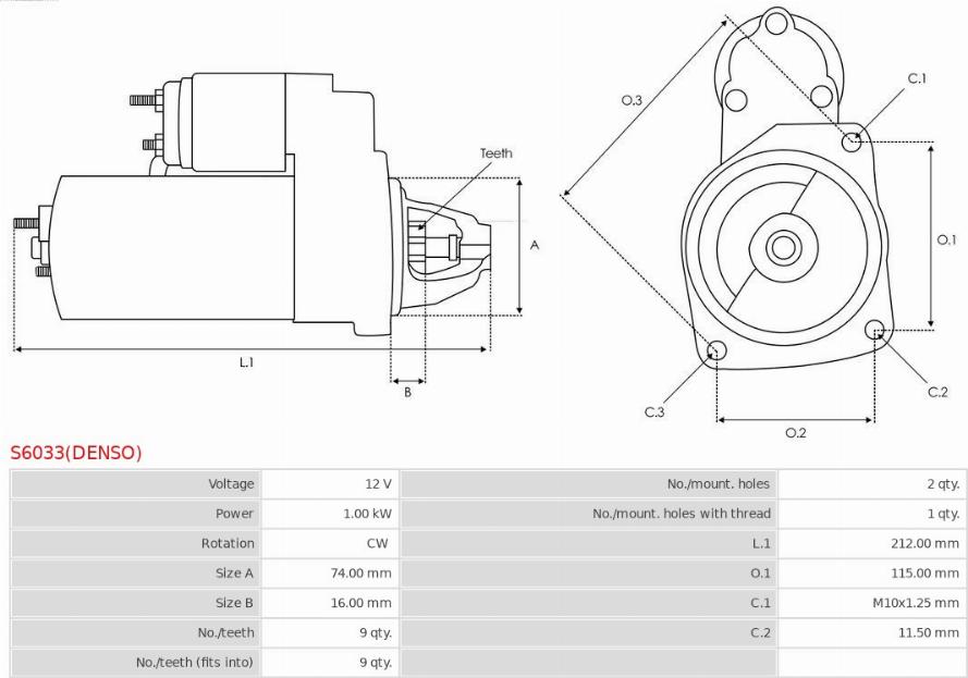 AS-PL S6033(DENSO) - Стартер autospares.lv