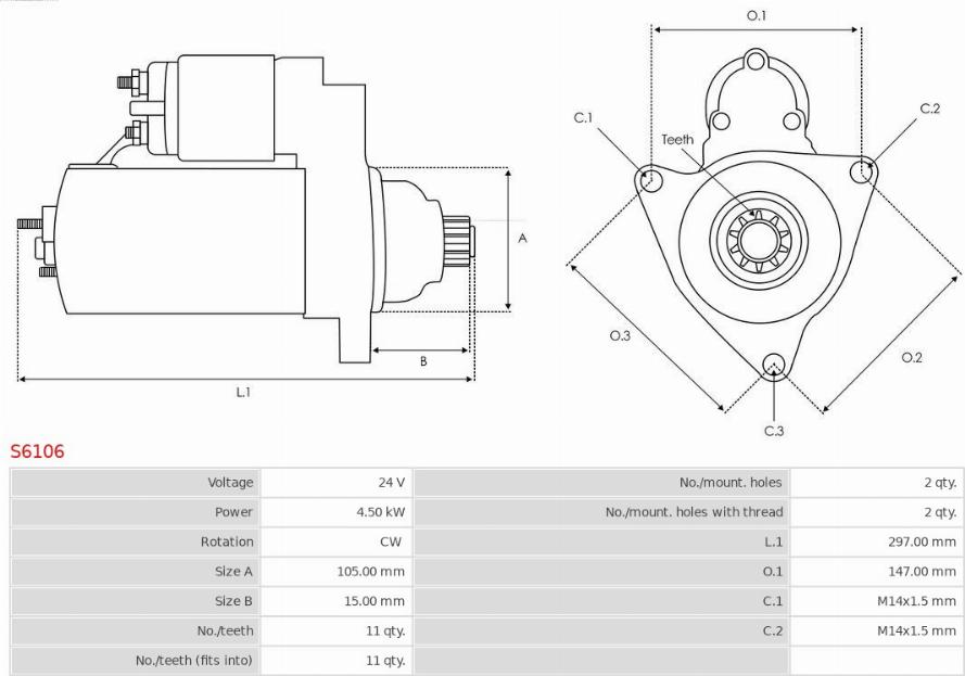 AS-PL S6106 - Стартер autospares.lv