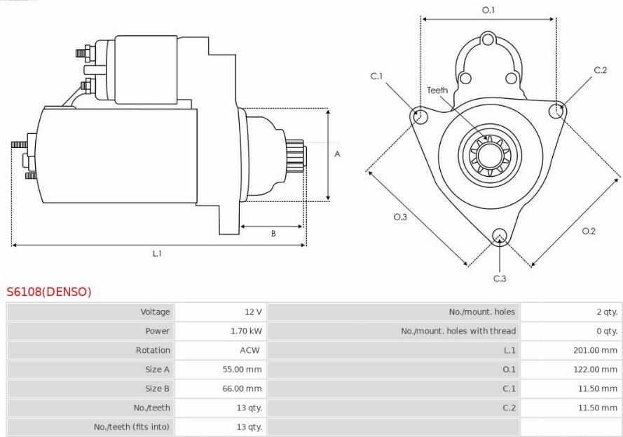 AS-PL S6108(DENSO) - Стартер autospares.lv