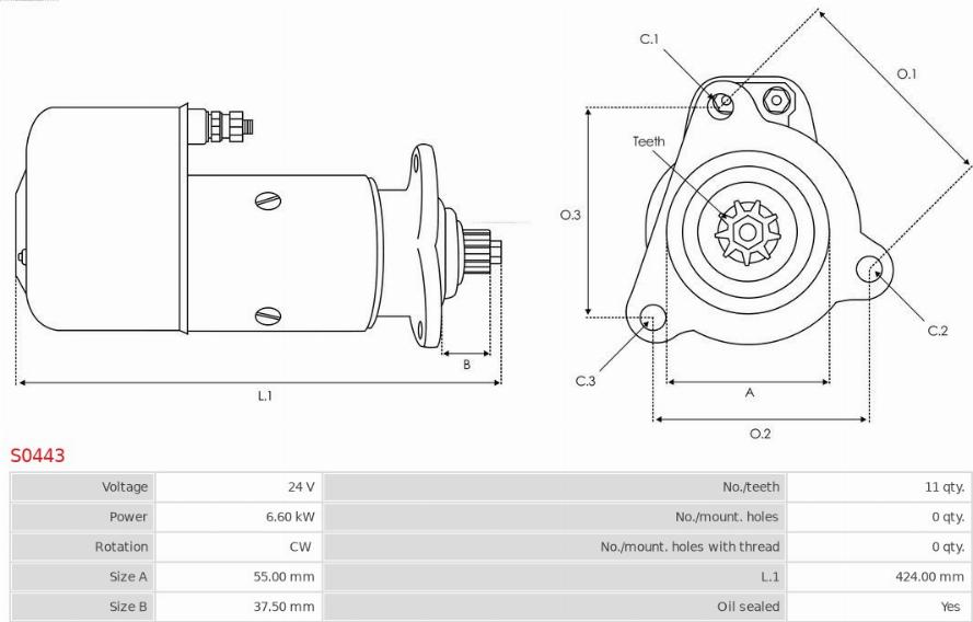 AS-PL S0443 - Стартер autospares.lv