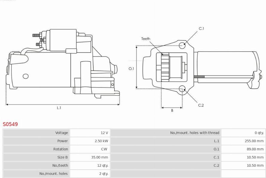 AS-PL S0549 - Стартер autospares.lv