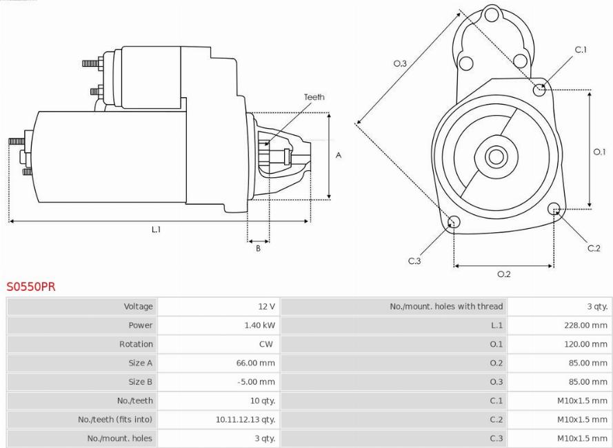 AS-PL S0550PR - Стартер autospares.lv