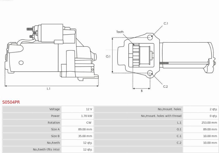 AS-PL S0504PR - Стартер autospares.lv