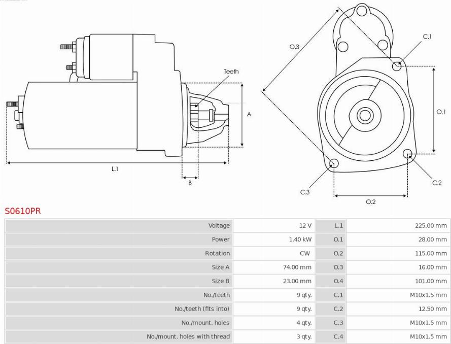 AS-PL S0610PR - Стартер autospares.lv