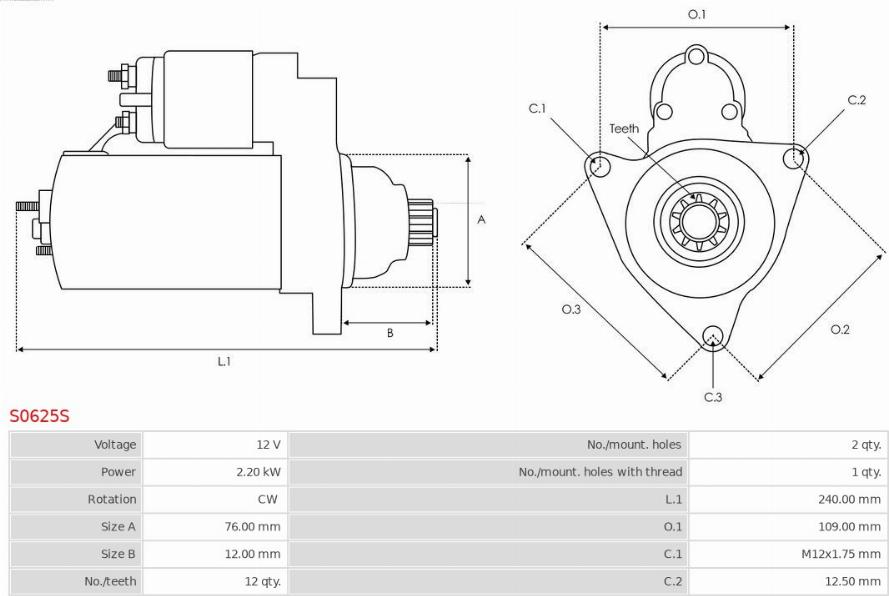 AS-PL S0625S - Стартер autospares.lv