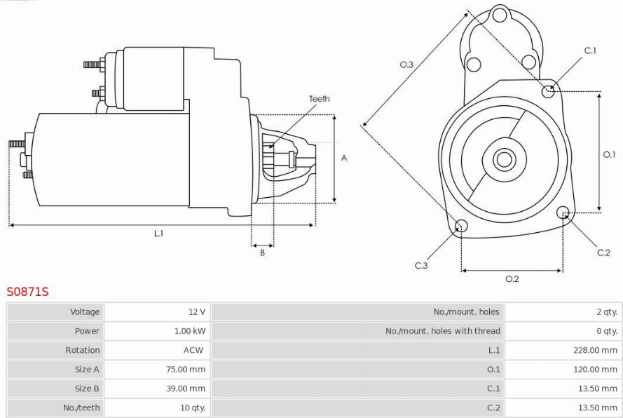 AS-PL S0871S - Стартер autospares.lv