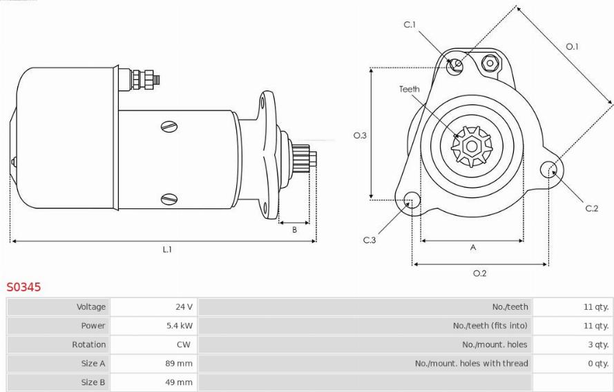 AS-PL S0345 - Стартер autospares.lv