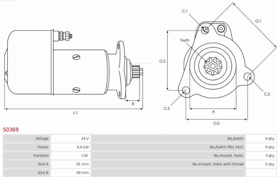 AS-PL S0369 - Стартер autospares.lv