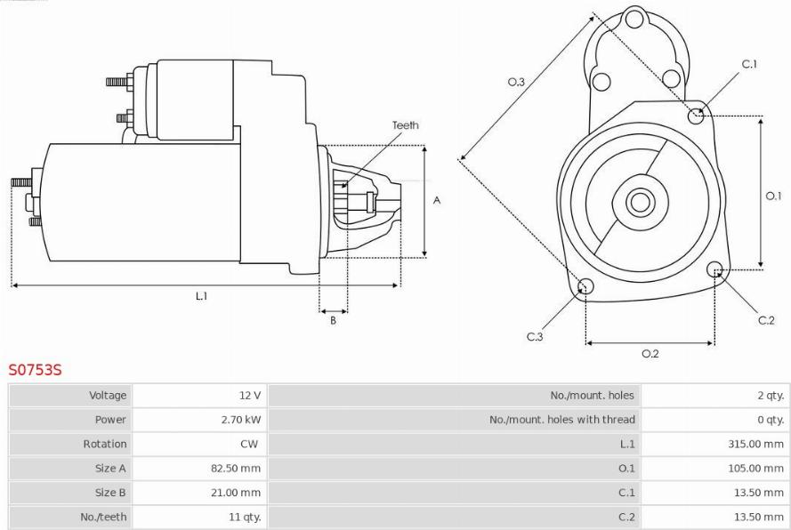 AS-PL S0753S - Стартер autospares.lv