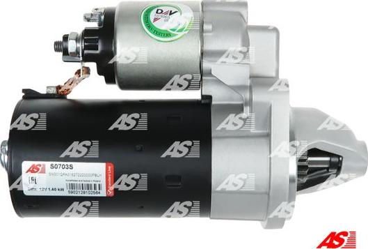 AS-PL S0703S - Стартер autospares.lv