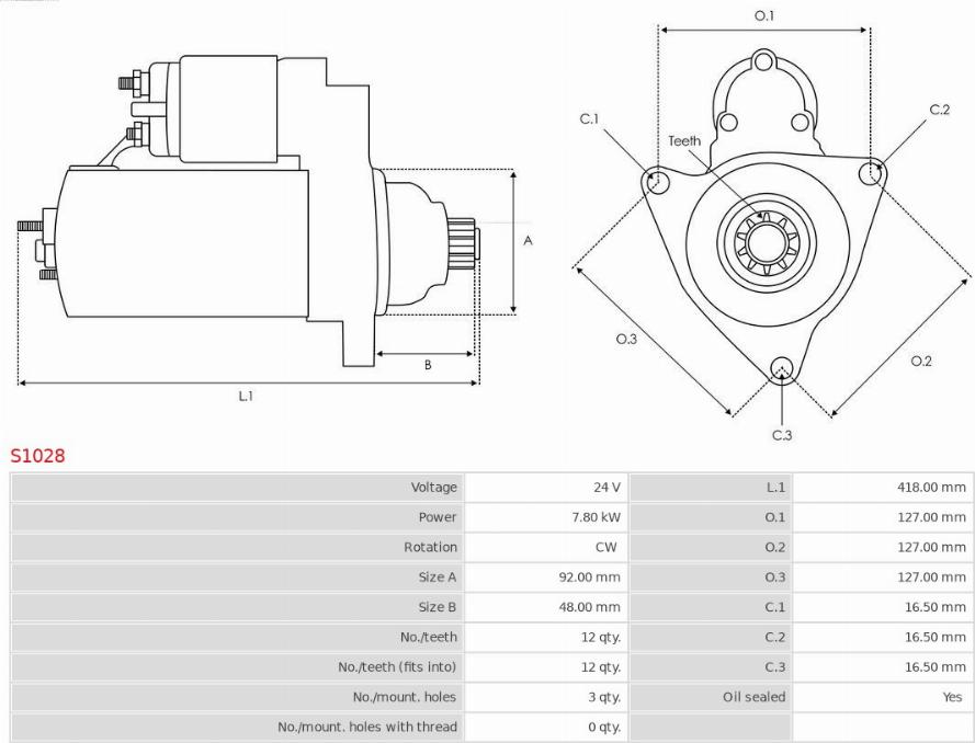 AS-PL S1028 - Стартер autospares.lv