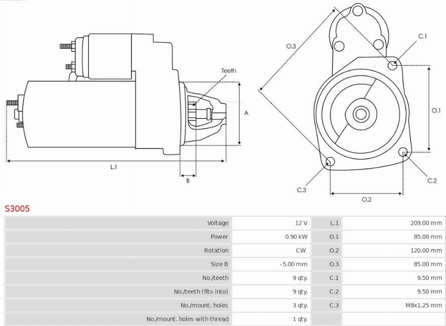 AS-PL S3005 - Стартер autospares.lv