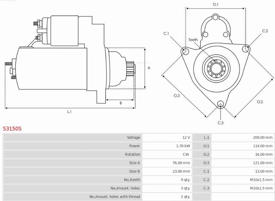 AS-PL S3150S - Стартер autospares.lv