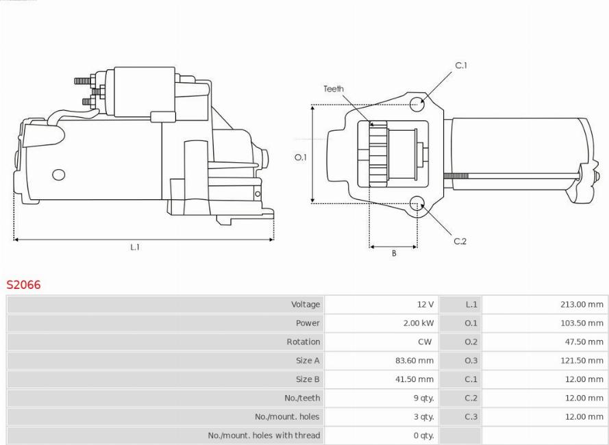 AS-PL S2066 - Стартер autospares.lv