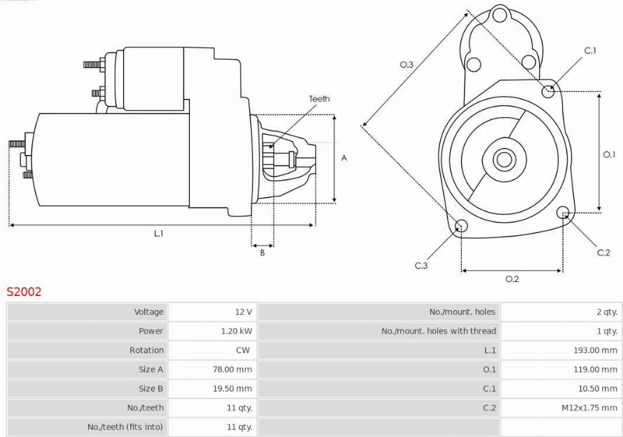 AS-PL S2002 - Стартер autospares.lv