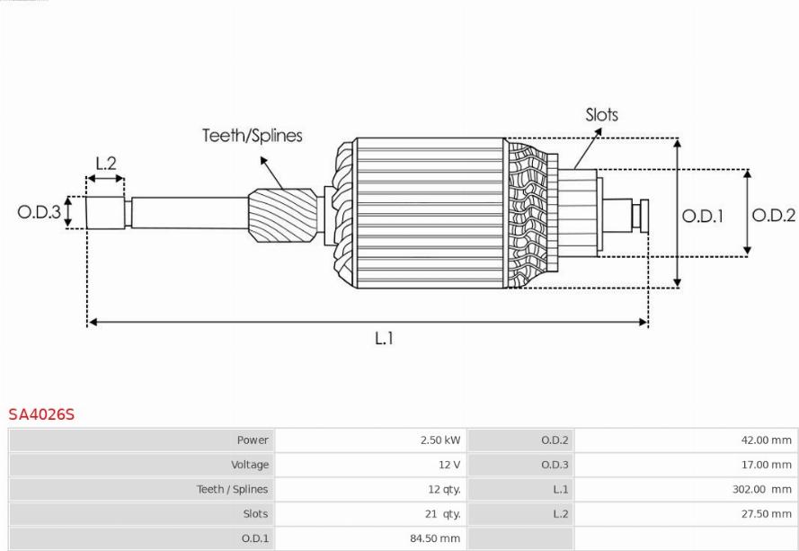 AS-PL SA4026S - Якорь, стартер autospares.lv