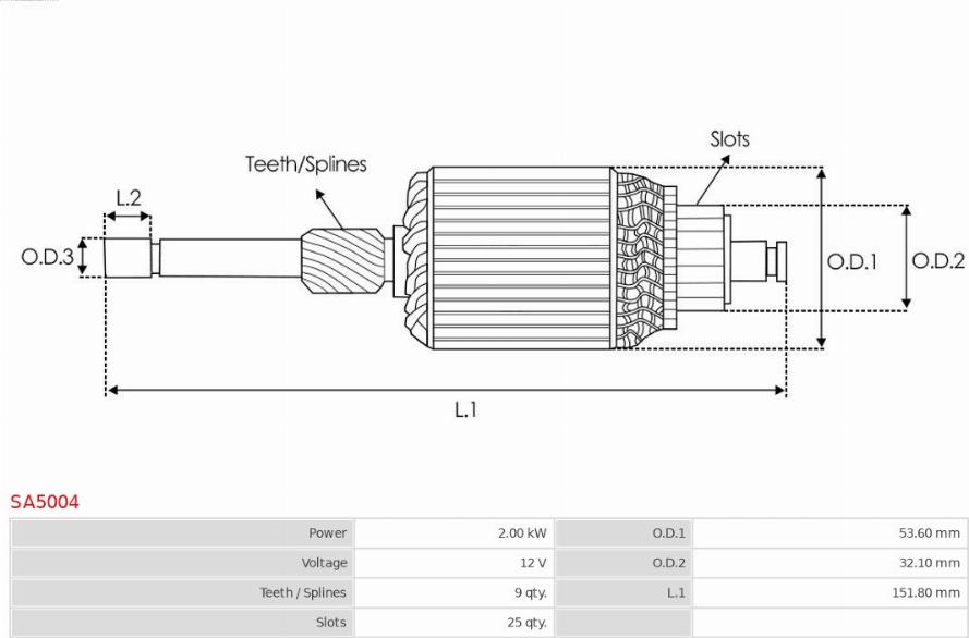 AS-PL SA5004 - Якорь, стартер autospares.lv