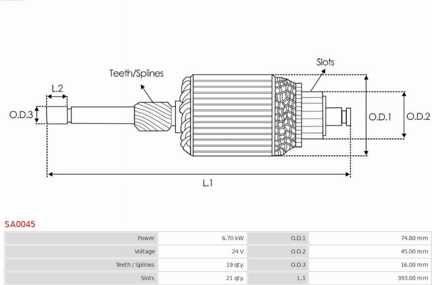 AS-PL SA0045 - Якорь, стартер autospares.lv