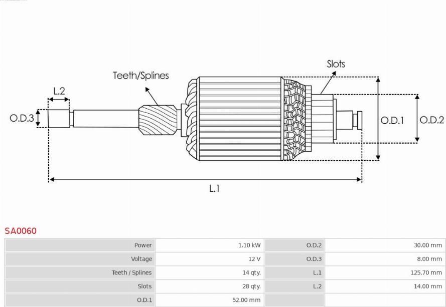 AS-PL SA0060 - Якорь, стартер autospares.lv