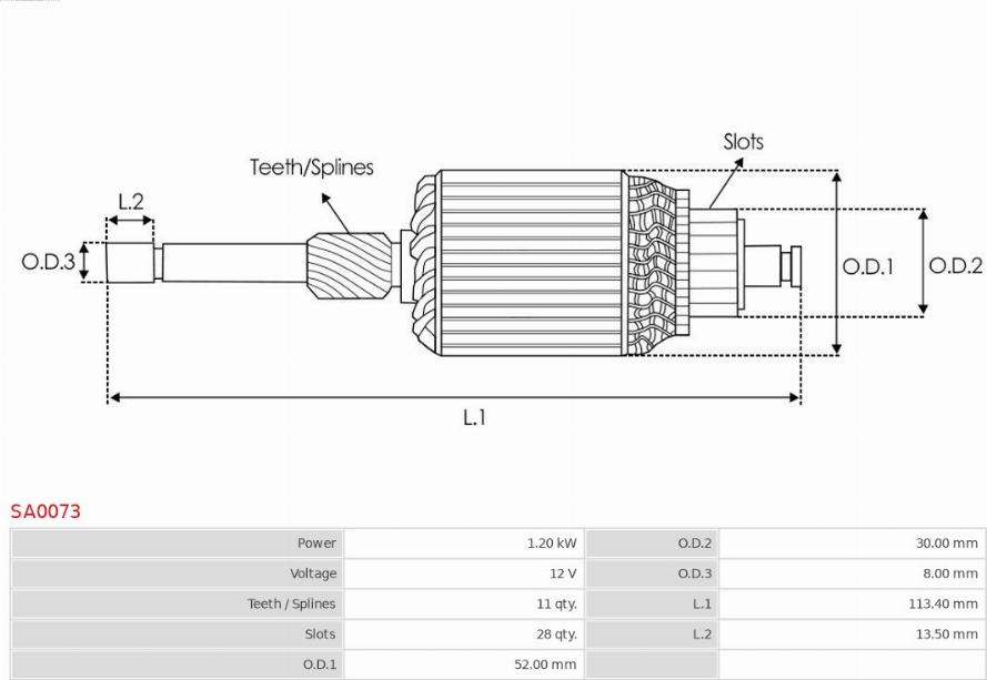 AS-PL SA0073 - Якорь, стартер autospares.lv