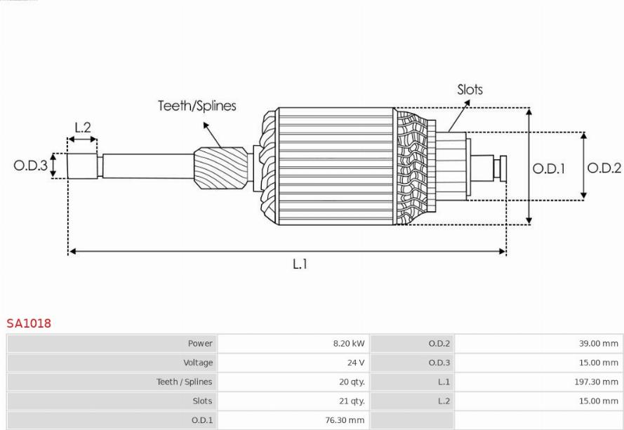 AS-PL SA1018 - Якорь, стартер autospares.lv