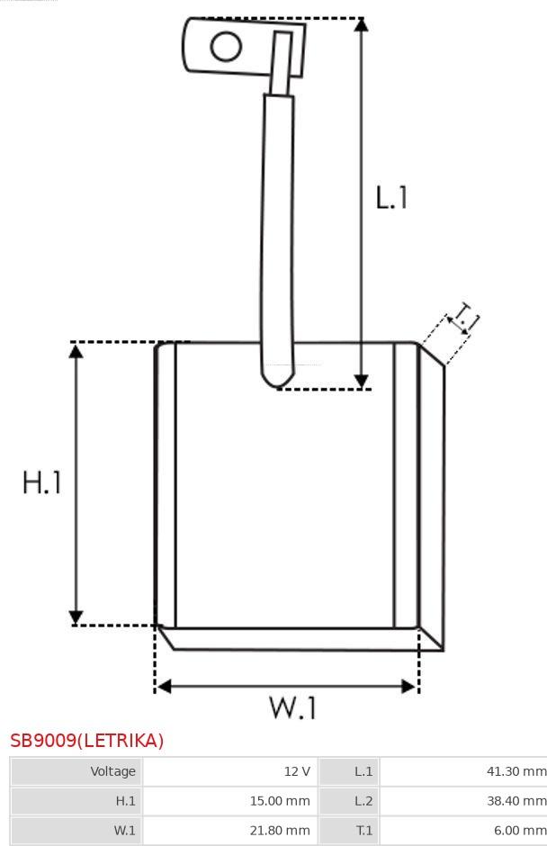 AS-PL SB9009(LETRIKA) - Угольная щетка, стартер autospares.lv