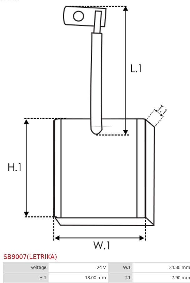 AS-PL SB9007(LETRIKA) - Угольная щетка, стартер autospares.lv