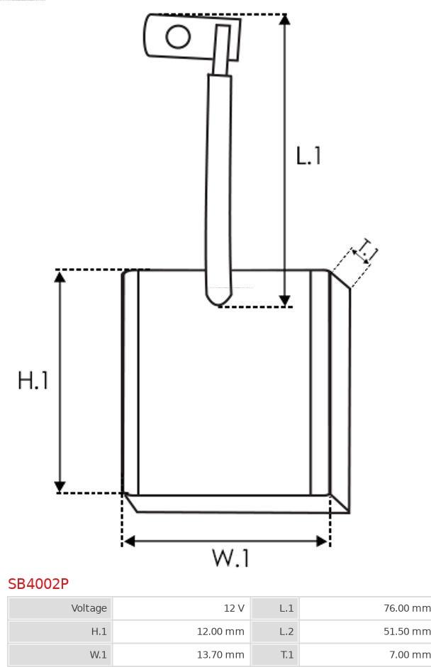 AS-PL SB4002P - Угольная щетка, стартер autospares.lv