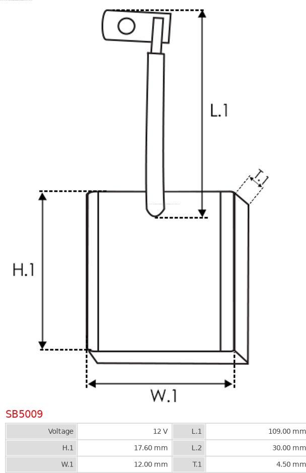 AS-PL SB5009 - Угольная щетка, стартер autospares.lv