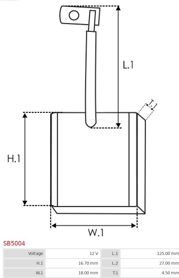 AS-PL SB5004 - Угольная щетка, стартер autospares.lv