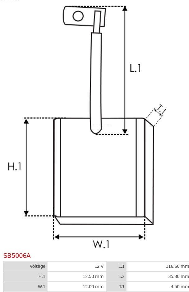 AS-PL SB5006A - Угольная щетка, стартер autospares.lv