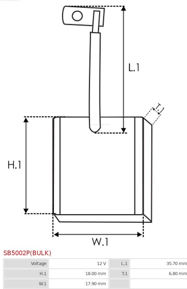 AS-PL SB5002P(BULK) - Угольная щетка, стартер autospares.lv