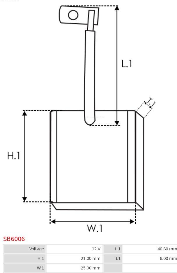 AS-PL SB6006 - Угольная щетка, стартер autospares.lv