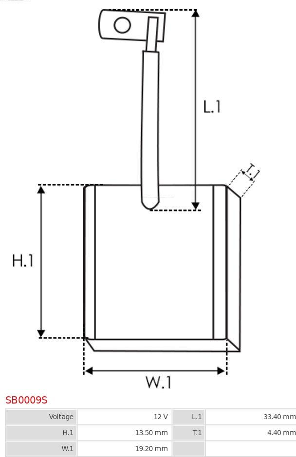 AS-PL SB0009S - Угольная щетка, стартер autospares.lv