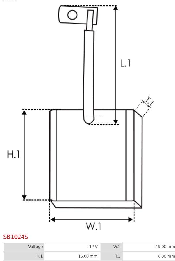 AS-PL SB1024S - Угольная щетка, стартер autospares.lv