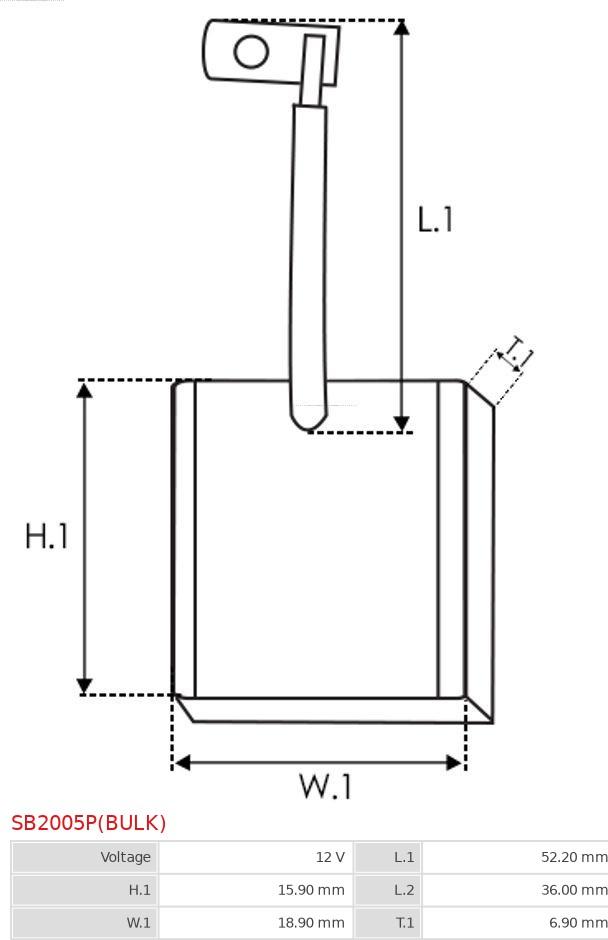 AS-PL SB2005P(BULK) - Угольная щетка, стартер autospares.lv