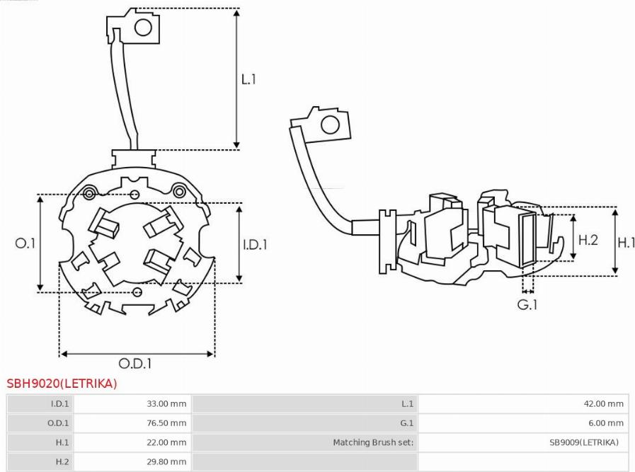 AS-PL SBH9020(LETRIKA) - Кронштейн, угольная щетка autospares.lv