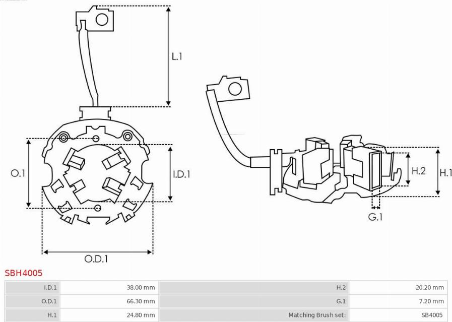 AS-PL SBH4005 - Кронштейн, угольная щетка autospares.lv