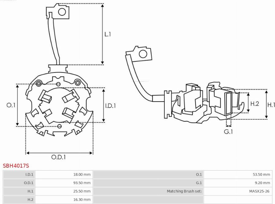 AS-PL SBH4017S - Кронштейн, угольная щетка autospares.lv