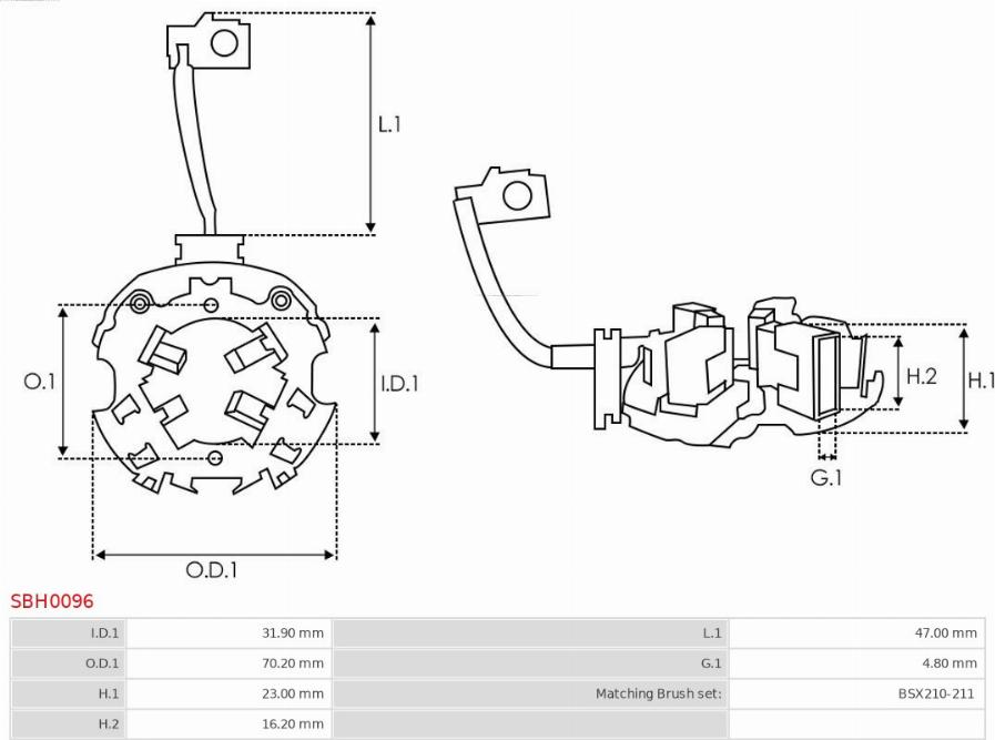 AS-PL SBH0096 - Кронштейн, угольная щетка autospares.lv