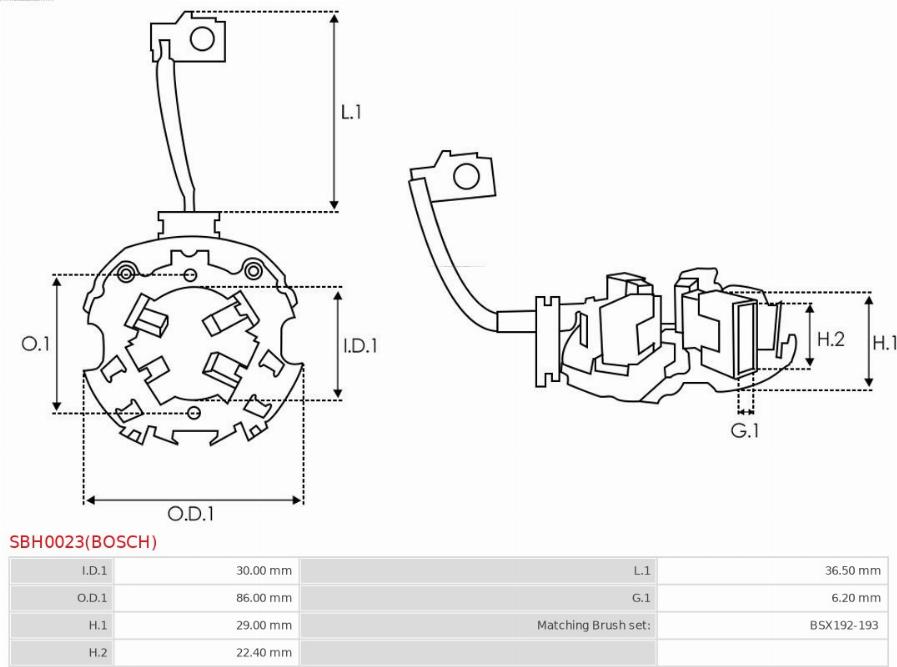 AS-PL SBH0023(BOSCH) - Кронштейн, угольная щетка autospares.lv