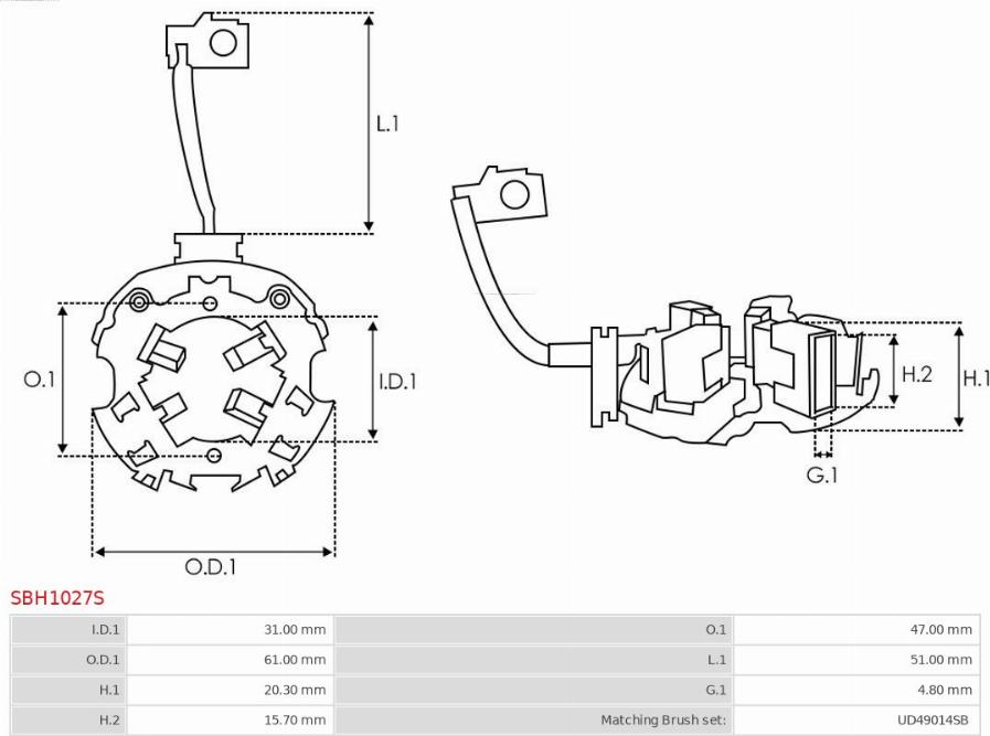 AS-PL SBH1027S - Кронштейн, угольная щетка autospares.lv