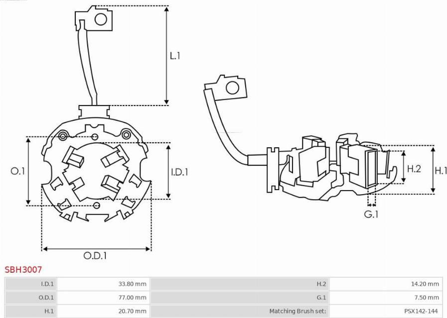 AS-PL SBH3007 - Кронштейн, угольная щетка autospares.lv