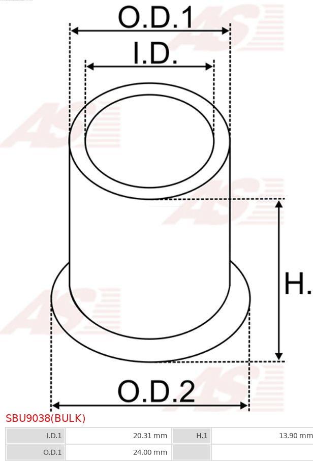 AS-PL SBU9038(BULK) - Втулка, вал стартера autospares.lv