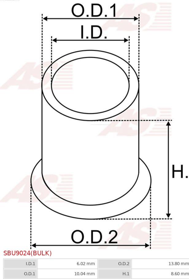 AS-PL SBU9024(BULK) - Втулка, вал стартера autospares.lv