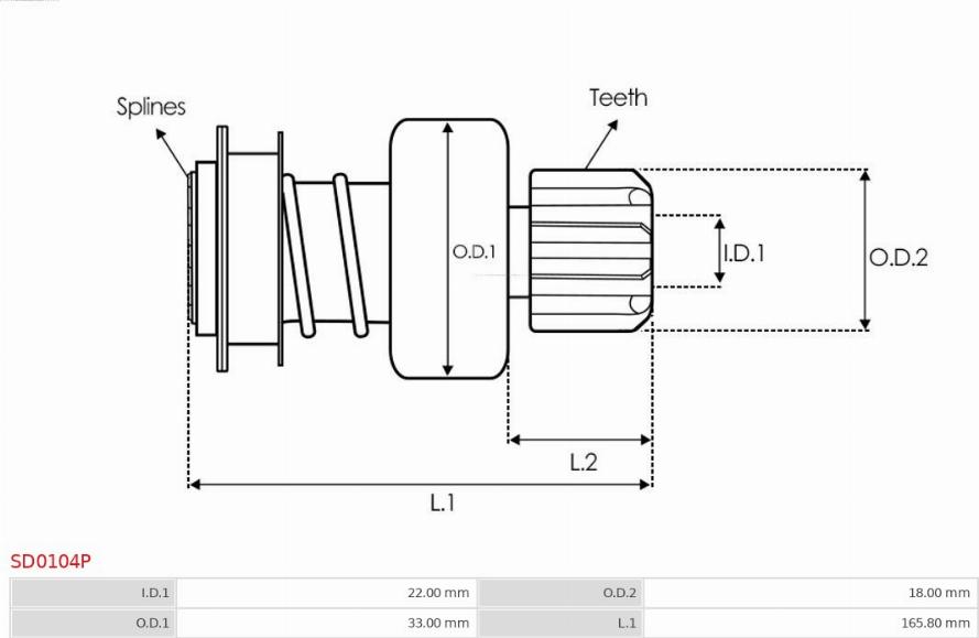 AS-PL SD0104P - Ведущая шестерня, бендикс, стартер autospares.lv