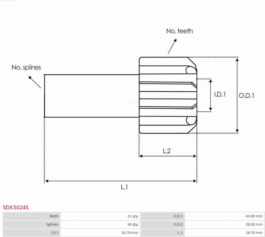 AS-PL SDK5024S - Ведущая шестерня, бендикс, стартер autospares.lv