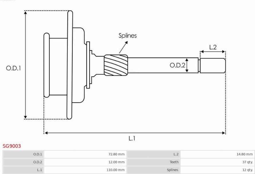 AS-PL SG9003 - Ремкомплект, планетарный механизм, редуктор - стартер autospares.lv