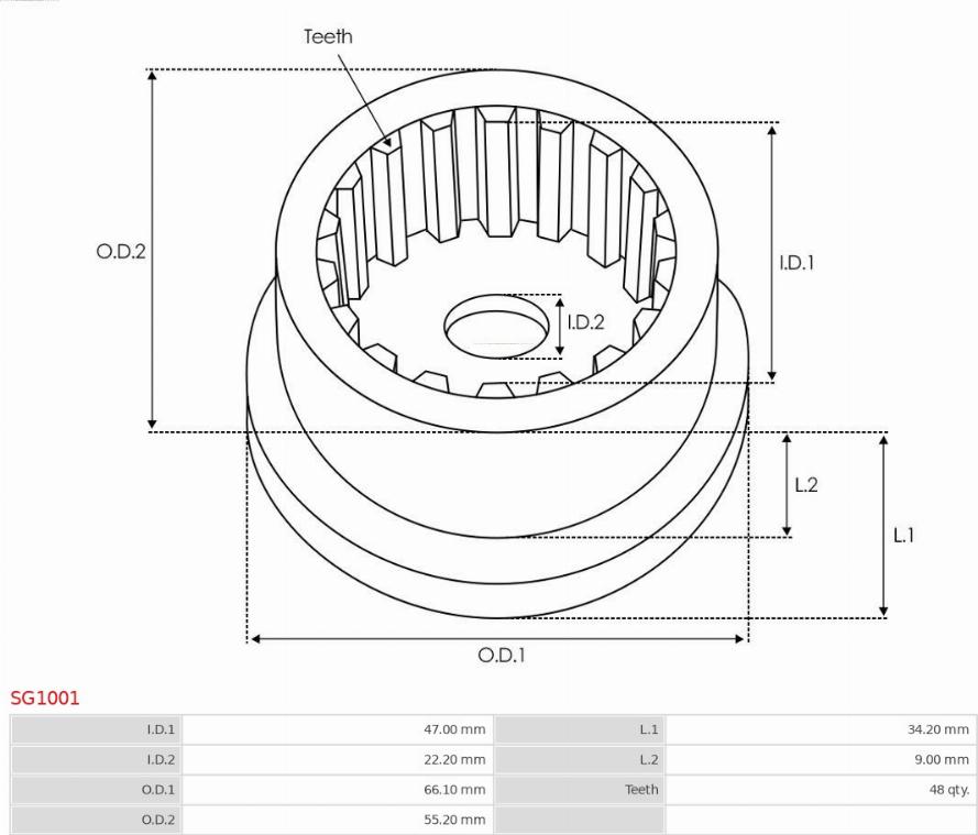 AS-PL SG1001 - Ремкомплект, стартер autospares.lv