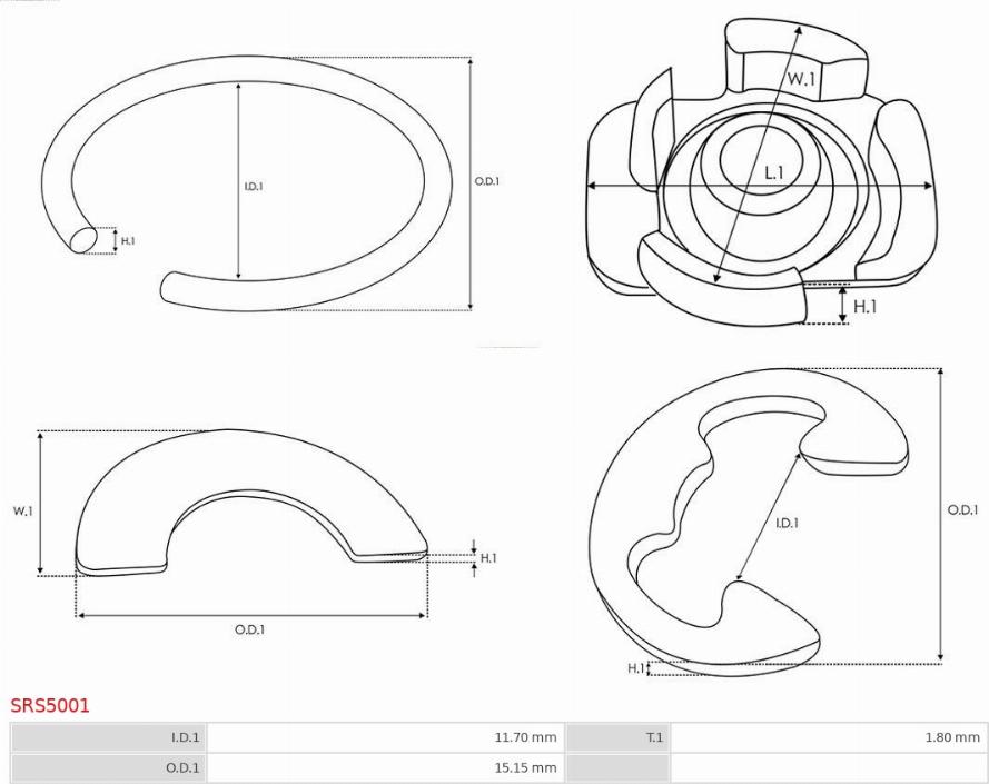 AS-PL SRS5001 - Ремкомплект, стартер autospares.lv